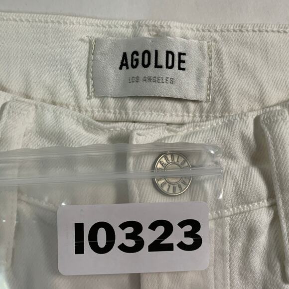 Agolde 25 Riley High Rise Straight Crop Stretch In Sour Cream White *flaw - Picture 3 of 10